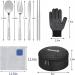 Stainless Steel Camping Mess Kit - 28 Pcs Dinnerware Set for 4 - Plates, Bowls, Cutlery, Gloves & Rag - Ideal for Hiking, Picnics - Black - Buy Online on SooperMarket.com