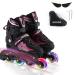 Rollingsurfer Adjustable Inline Skates for Kids, Roller Blades with Full Light Up Wheels, Beginner Roller Skates, Outdoor Sports Inline Skates for Youth Adults Girls and Boys Large-Youth&Adult(5-9) Pink