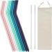 10 All Straws - Reusable Silicone Straws for 30 and 20 oz - Flexible Easy to Clean with 1 Carrying Bag and 2 Cleaning Brushes Multicolor BPA Free Bent Smoothie Straw