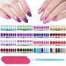 Nail film self -adhesive 14 sheets (196PCs) glitter color gradient nail sticker nail ticker nail art sticker manicure beautiful fashion DIY decoration with 2 nail files and a rubber nail shaver