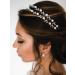 SWEETV Pearl Wedding Headband - Silver Double Band Bridal Tiara Hair Accessory - Buy Online on SooperMarket.com