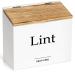Magnetic Lint Bin for Laundry Room - Compact Size Wooden Dryer Lint Bin with Lid - Rustic Lint Box Magnetic Bin - Modern Farmhouse Laundry Room Decor White with Torched Lid