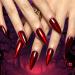 30 Pcs Halloween Press on Nails - Red Long Stiletto Fake Nails with Cat's Eye Design | Stick on Almond Style for Women | Perfect Holiday Nail Art - Buy Online on SooperMarket.com