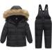 Kids Winter Puffer Jacket and Snow Bib Pants 2-Piece Snowsuit Set | Hooded Down Coat & Snow Pants Outfit | 3-4 Years, Black - Buy Online on SooperMarket.com