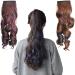 Saijer ponytail extensions 2 PCs corrugated ponytail extensions long hair extension hair parts extension wig with cord strain like real hair wrap on ponytail for girls female (brown purple blue)
