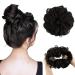 Vlasy Messy Bun Hair Piece for Women Curly Wavy Hair Scrunchies Bun Extensions Hairpieces Synthetic Hair Chignons Accessories Updo for Girls(1B# 60g) 60g 1B#
