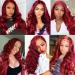 QD-Tizer Burgundy Red Lace Front Wig - Long Wavy Heat Resistant Synthetic Hair for Women - Buy Online on SooperMarket.com