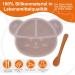 Suction Silicone Baby Plate with Lid & Spoon Set | BPA Free & Dishwasher Safe | Toddler Self Feeding Dinnerware | Kid Divided Weaning Plate - Caramel - Buy Online on SooperMarket.com