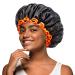 Mikimini black shower hoods 2-pack double-layer waterproof bathing hair hood with reusable soft comfortable peva feed cute stretchy shower hat medium-sized medium (2-pack) black+orange
