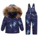 Kids Winter Puffer Jacket and Snow Bib Pants Ski Suits 2-Piece Snowsuit Hooded Down Coat and Snow Pants Outfits Set 3-4 Years Blue