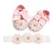 TMEOG 2 x Toddler Shoes + Headband Baby Girl Flower Shoes Non-Slip Soft Special Occasions Christening Wedding Party Shoes 6-12 Months C Pink