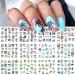 12 Sheets Summer Nail Art Stickers Decals  Seaside Series Nail Art Supplies Green Coconut Palm Beach Design Water Transfer Decals Tattoo Nail Art Slider Summer Holiday Nail Decorations for Women DIY Style 4