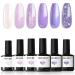 Modelones Purple Glitter Gel Nail Polish 6 Colors Shimmer Violet Mermaid Gel Polish Cat Eye Sparkle gel nail Soak Off Led Summer Nail Gel Polish for Women Girl DIY Nail Art Gift Purple Gliiter