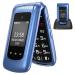 CHAKEYAKE 2G Flip Phones Unlocked Sim Free Mobile Phone for Elderly Easy-to-Use Senior phone with Large Button SOS Button and Charging Cradle (Blue)