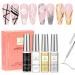 Yueshop Art Liner Gel Nail Polishes Set Painting Soak Off Gel Nail Varnish Set 4x8ml Gel Nail Polish Black Gold Silver White Collection Drawing UV LED Gel Liner Polish Pen Tool For Manicure Art Salon Black White Gold Silver