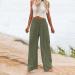 Womens Cotton Linen Wide Leg Palazzo Pants | High Waisted Lounge Cargo Beach Trouser | Loose Fit XXL | Army Green - Buy Online on SooperMarket.com