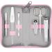Manicure Set Solingen with top/performance - art leather case handy and soft - 6 -piece nail set for women and gentlemen Marqus made of brilliant polished steel pink