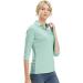 Women's Aqua Blue XL V Neck Golf Shirt | Moisture Wicking 3/4 Sleeve Polo for Fitness & Sports - Buy Online on SooperMarket.com