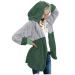 Winter Fuzzy Fleece Sweater for Women Cardigan Long Sleeve Hoodie Splicing Open Front Hooded Sweatshirt Tunic Tops Ab37 Green X-Large