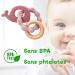 Ernestine Pink Whale Baby Bite Ring - BPA-Free Wood & Silicone | Montessori Teething Toy & Gift for Newborns - Buy Online on SooperMarket.com