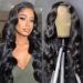 Ainmeys Hair Brazilian body wave 13x6 Glueless HD Transparent Lace Front wigs human hair 9A 180% Density Deep Part lace wigsUnprocessed Virgin human hair wigs for black women Pre Plucked Natural Black(26inch) 26 Inch bod...