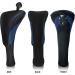 Golf Club Head Covers Set - 3 Pieces with Interchangeable Tags for Fairway Woods, Driver, Hybrids - Long Neck Mesh Design - Golf Accessories for Men and Women - Black Blue - Buy Online on SooperMarket.com