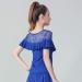 Whitewed Short Sleeve Lace Yoke Ruffle Ballroom Dance Top in Blue - Size 4-6 - Buy Online on SooperMarket.com