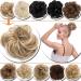 Sandy Brown to Bleach Blonde Messy Updo Hairpiece Scrunchie - Curly Hair Bun Extension - Buy Online on SooperMarket.com