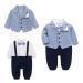famuka Baby Boy Formal Wedding Outfit Suit with Bows Outwear Gentleman Tuxedo 2 PCS 18 Months Blue