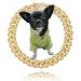 Gold Dog Collar puppy Zircon 14mm Cuban Link Chain 16" Handmade Iced out Diamond Exaggerated Clasp Full Cz Prong Set Pet Jewelry