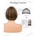 REECHO 11 Short Brown Bob Wig with Bangs - Synthetic Replacement Hair for Women - Chocolate Brown with Blonde Highlights - 11 Inch - Buy Online on SooperMarket.com