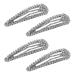4PCS Rhinestone Snap Hair Clip Metal Snap Hair Clips Silver Snap Hair Clip Hair Clips with Rhinestone Shining Snap Hair Clip for Women 4PCS-Silver