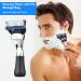Shaving Razor with PU Storage Bag - Portable Metal Safety Beard Razor & Mustache Removal Tool | Washable & Detachable 3 Blades in Silver - Buy Online on SooperMarket.com