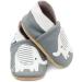 Dotty Fish Soft Leather Baby Shoes for Boys | Non Slip Toddler Shoes | Animal Designs | 0-6 Months - 4-5 Years | Grey Elephant - Buy Online on SooperMarket.com