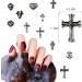 Punk Vintage Nail Charms Set - 72 Pcs 3D Cross, Stars, Hearts - Silver Chrome - DIY Nail Art Accessories for Women - Buy Online on SooperMarket.com