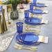 Nervure 175PCS Clear Blue Plastic Plates with Gold Trim - Ideal for Weddings & Parties - Buy Online on SooperMarket.com