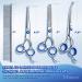 Gimars 5 in 1 Professional Dog Grooming Scissors Kit - Titanium Coated Straight, Thinning, Curved Shears & Comb Set with Safety Round Tip - Heavy Duty, 4CR Material, Blue Color - Buy Online on SooperMarket.com