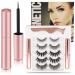 Magnetic Eyelashes Kit - Autdor Mixed Magnetic Eyelashes with Eyeliner Kit Includes 5 Pairs 3D Reusable False Lashes Natural Look 2 Tubes Strong Magnetic Eyeliner and 1Pc Tweezers 5 Pairs+2 Eyeliner