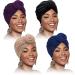 SATINIOR 4 Pieces African Pattern Headwrap Pre-Tied Bonnet Turban Knot Beanie Cap Headwrap Hat Purple, Black, Navy, Camel