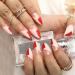 Red Stiletto Press-On Nails | Oval Short False Nails for Women & Girls | 24PCS Nail Art Set | International Shipping - Buy Online on SooperMarket.com