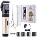 Dog Clippers Cat Shaver, Professional Hair Grooming Clippers Detachable Blades Cordless Rechargeable with Guards, Combs for Dog Cat Small Animal, Quiet Animal Horse Clippers (Gold)