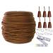 Y-Axis Roll of 60 Yards 2.0mm Light Brown (Bronze) Braided Nylon Lift Shade Cord with 6 Pack Brown Wood Cord Knobs + Soft Tape