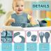 8 Pack Silicone Baby Feeding Set - Divided Plate, Bibs, Suction Bowl, Placemat, Spoon, Fork, Cup with Straw - Toddler Tableware Set (Dusty Blue) - Buy Online on SooperMarket.com