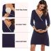 Sykooria Women's Cotton Nursing Nightdress | 3/4 Sleeves Maternity Labour Nightgown - Navy Blue XL - Buy Online on SooperMarket.com