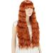 YEESHEDO Ginger Long Hair Wigs | Natural Curly Wavy Synthetic Wig with Fringe | 28 Copper Red Orange Wig for Parties and Cosplay - Buy Online on SooperMarket.com