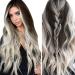 Amhomely Women s Gradient Synthetic Wig | Long Curly Party Wig in Gray & White - Stylish & Versatile Hair Choice - Buy Online on SooperMarket.com