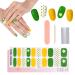 EBANKU Semi Cured Gel Nail Strips Black Gel Nail Strips Long Lasting Waterproof Real Nail Polish Strips Wraps Stickers with Cuticle Stick Nail File Nail Wipes & Sealing(UV/LED Lamp Required) Green and Yellow