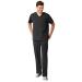WonderWink AERO Men's Knit Panel V-Neck Top & Straight Leg Cargo Pant Scrub Set + Badge Reel Black 5X-Large Top / 5X-Large Pants