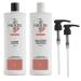 Nioxin System 4 Shampoo & Conditioner Prepack For Color Treated Hair with Progressed Thinning Pumps Included 33.8 fl oz