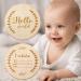 1Pcs Newborn Baby Announcement Sign Bulletin Board with Marker Round Wooden Baby Birth Sign Hello World Newborn Welcome Sign Photo Prop for Christmas Baby Shower Birthday Gift Keepsake - Buy Online on SooperMarket.com